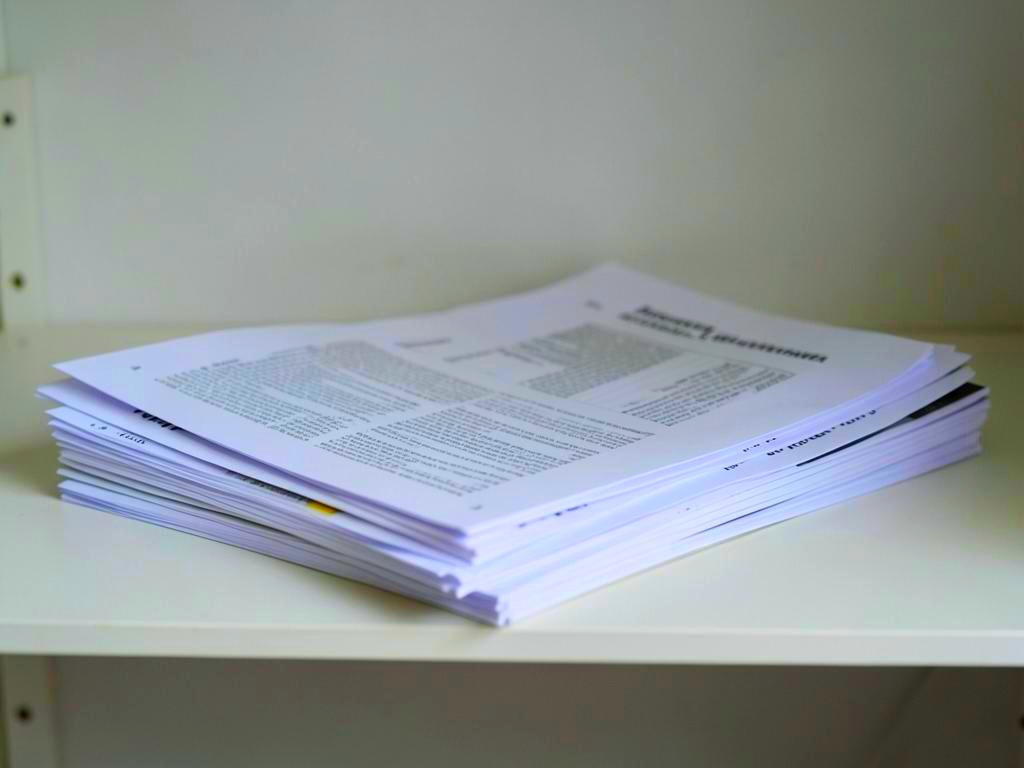 A stack of printed research papers