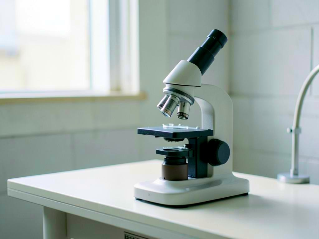 A microscope on a laboratory bench